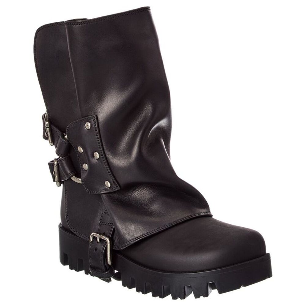 Dolce & Gabbana Rubber & Leather Bootie, Black